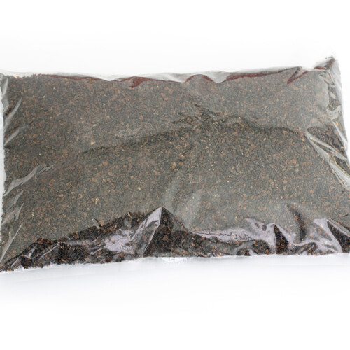 Trufo - Airdried Summer Truffle 2-4mm displayed as vacuum-sealed plastic pouch containing air-dried black truffle particles, against a white background